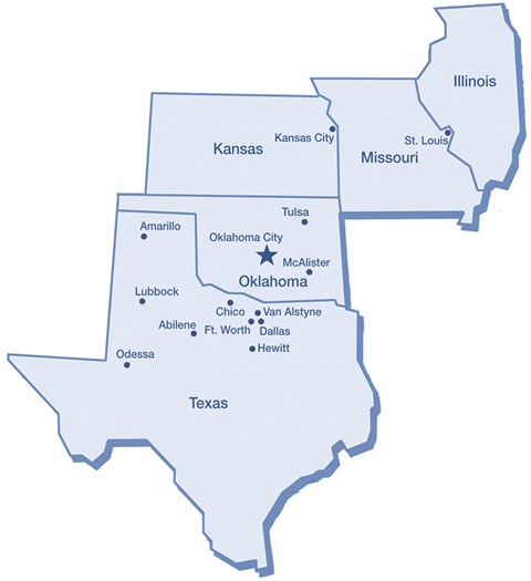 Service areas of Kirby Smith